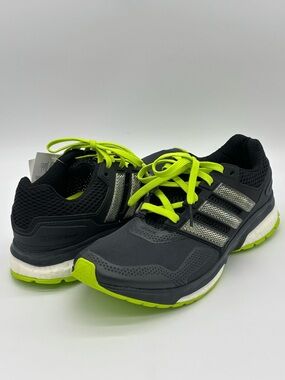 Adidas Response Boost 2 Tech Sneakers Mens 8.5 Black Neon Green Running Athletic